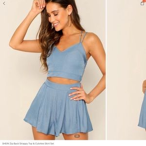 SHEIN Zip Back Strappy Top & Culottes Skirt Set
